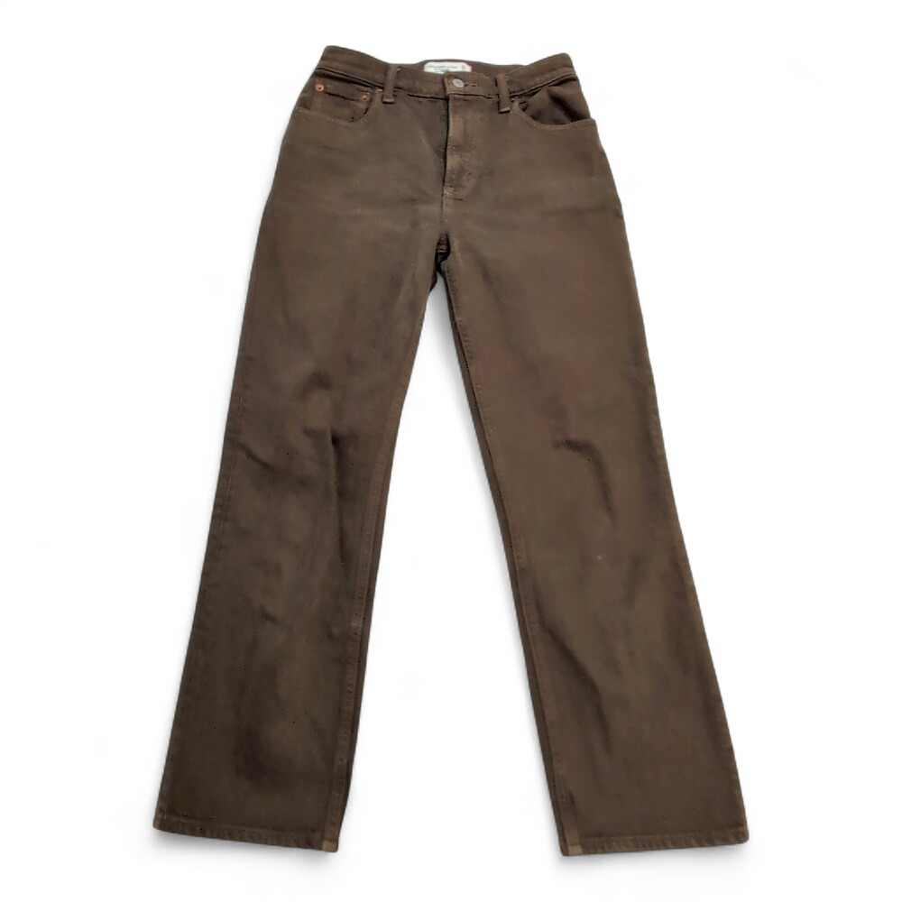 Abercrombie & Fitch High-Rise Straight-Leg Jeans in Brown 25! NWOT